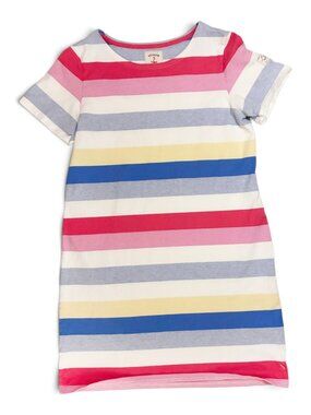 Joules Riviera Short Sleeve Rainbow Striped Jersey Cotton T-Shirt Dress - US 12